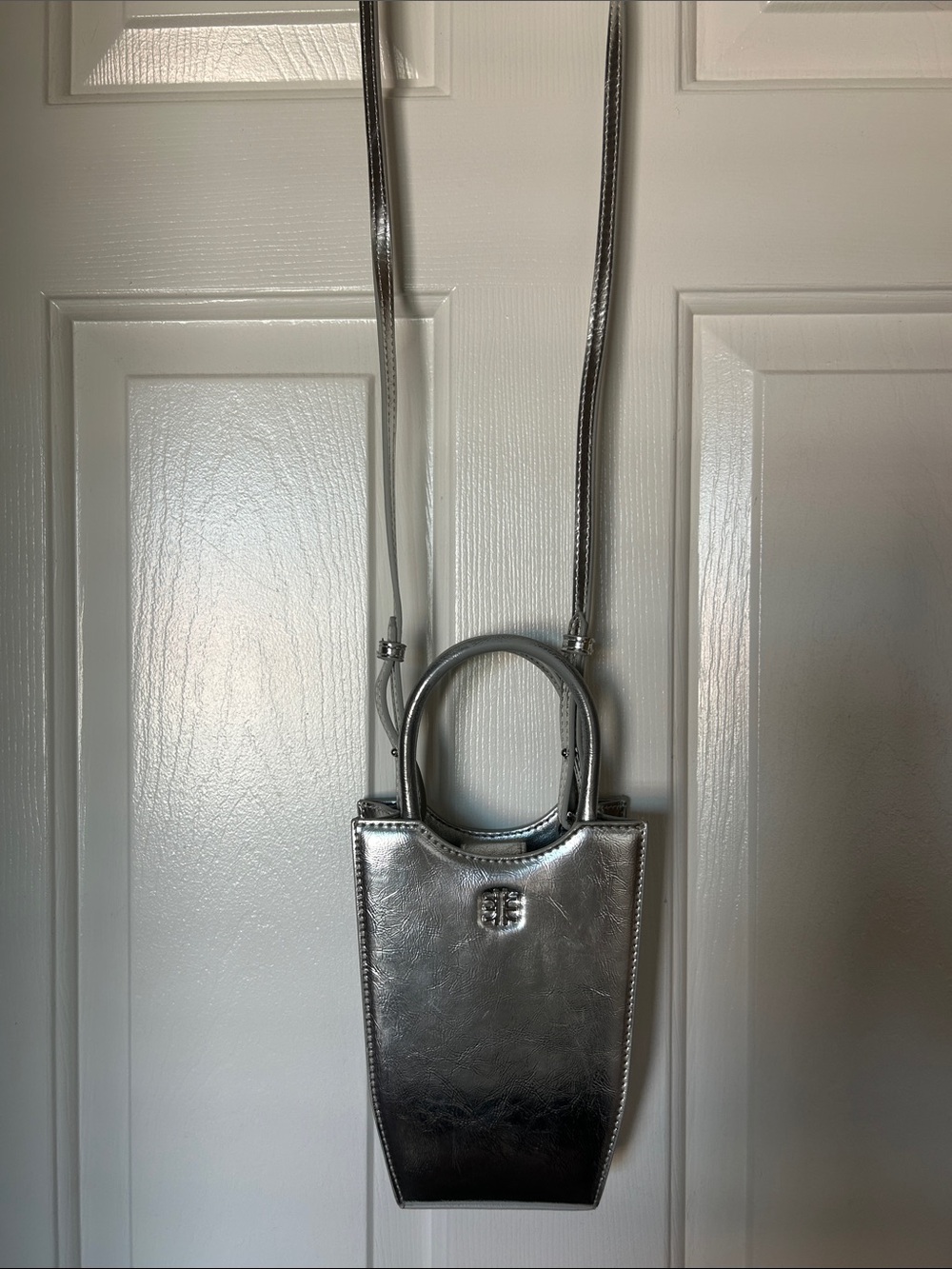 JW PEI Metallic Silver Mini Tote Crossbody
